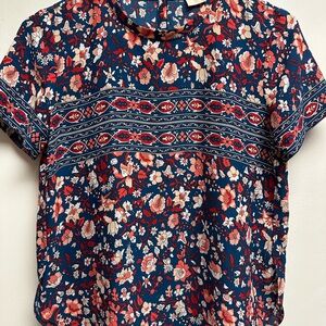 Floral Print Navy Top